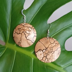 Round Spalted Beech Earrings